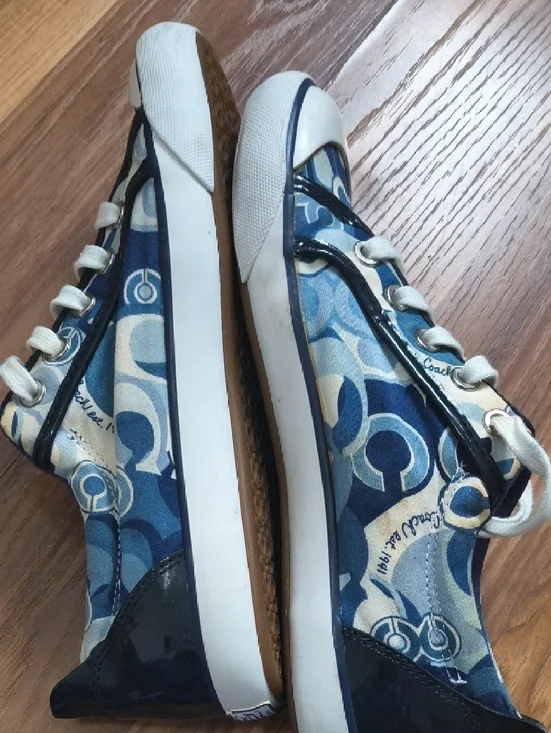 Coach Navy and Light Blue Signature Canvas Sneakers - Picture 3 of 4